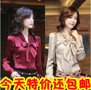 FREE SHIPPING 2012  NEW autumn and winter plus size slim women's shirt all-match long-sleeve female top shirt