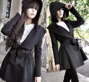 Free shipping   2012 new autumn and winter women's Slim folds long paragraph hooded women windbreaker  b099 of