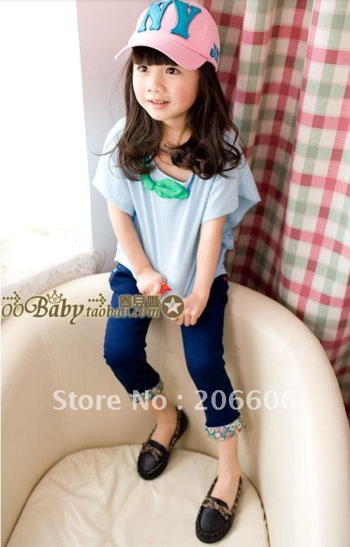 free shipping 2012 new autumn girls jeans wholesale girls pants fashion children's jeans age 3-9 years