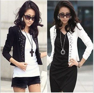 Free shipping 2012 new Autumn ladies new rivet decoration Slim long-sleeved jacket  b003 ow