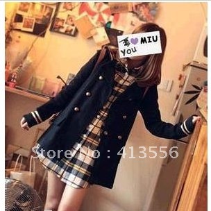 free shipping 2012 new autumn retro college wind double breasted students dress ladies windbreaker jacket b118 ow