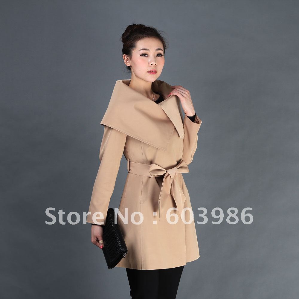 Free shipping 2012 new big turndown pure color a grain of buckle cultivate one's morality dust coat