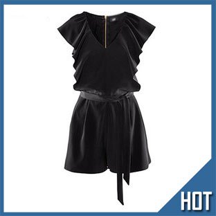 Free shipping 2012 New black flounced piece the culottes short paragraph women dress SIZE:XS/S/M/L/XL/XXL 09-73