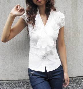 [Free shipping] 2012 new blouse,fashion cotton short sleeve blouses,Wholesale/Retail