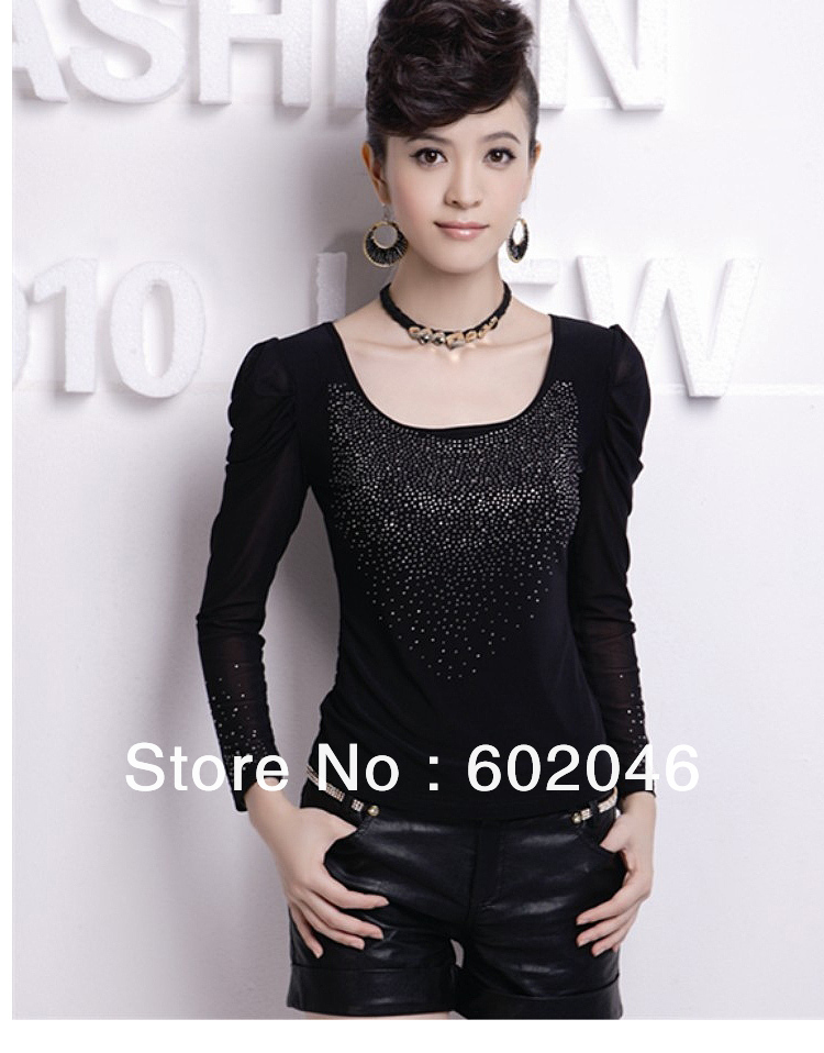 FREE SHIPPING 2012 NEW BUD SILK CULTIVATE ONE'S MORALITY LONG SLEEVE T-SHIRT FEMALE OF BUD SILK CHIFFON LOW COLLAR BLOUSE