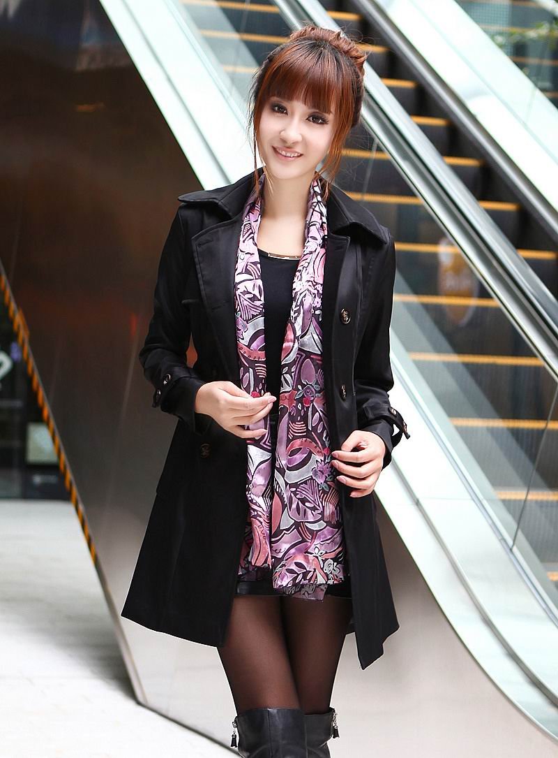 Free shipping 2012 new casual trench coats for women clothing 2012, Beige/Black colors, size M, L, XL, XXL