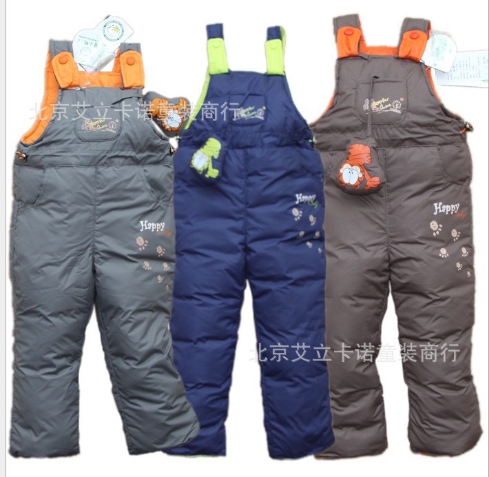 Free shipping 2012 new children's clothing duck down overalls children down jacket and long sections for boys and girls