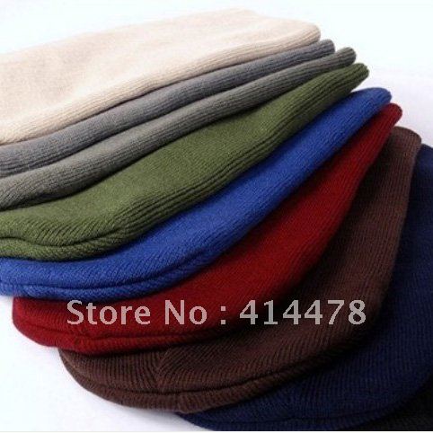 Free Shipping 2012 New Design Wholesale Fashion Hats For Men, Knitted Beanie Hat Popular Skull Caps For Men Winter Double Warm