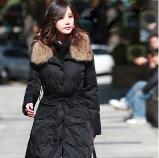 Free shipping/2012 new design women down coat long luxury fur large fur collar down coat high quality winter down coat