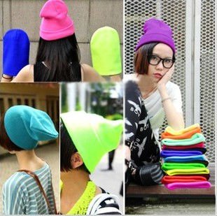 Free Shipping 2012 New Designer Fashion Fluorescent Colors Winter Hats For Women Knitted Winter Hat For Men Neon Cap