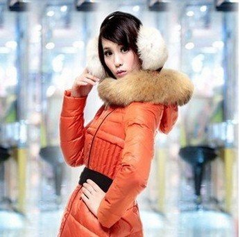 free shipping 2012 new down jacket female long season special luxury big hair thicker winter explosion wave 1012