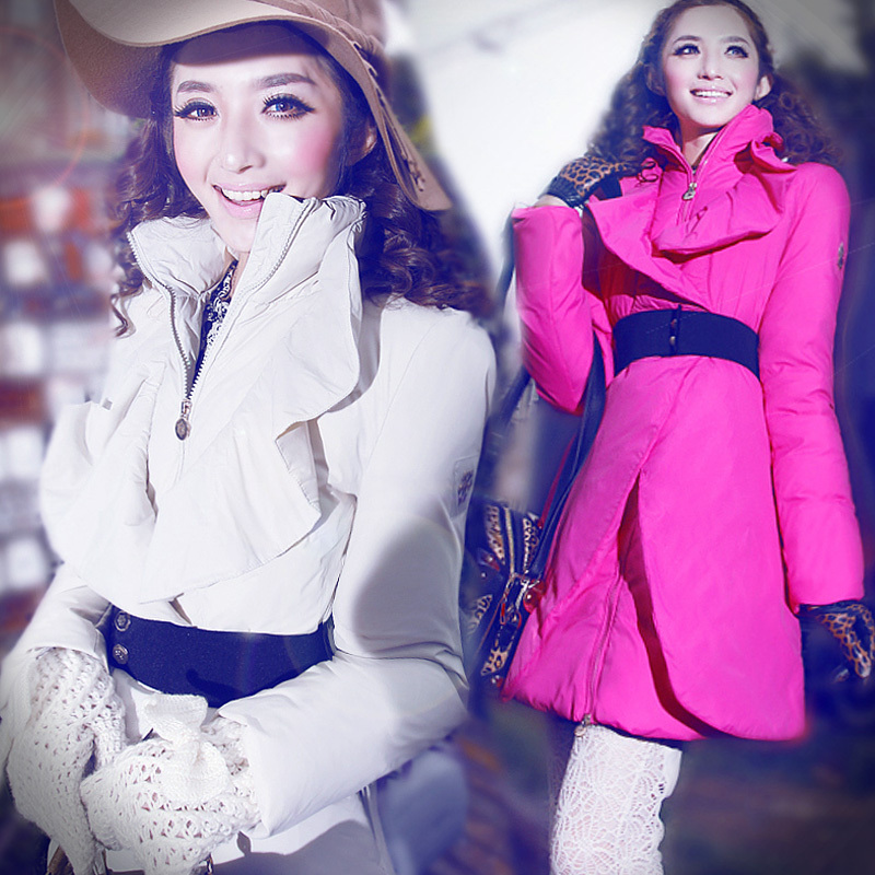 Free Shipping! 2012 New Down Jacket High-end Customization Petal Collar Fashion Thicken Ladies Down Jacket Coat,GRYR81