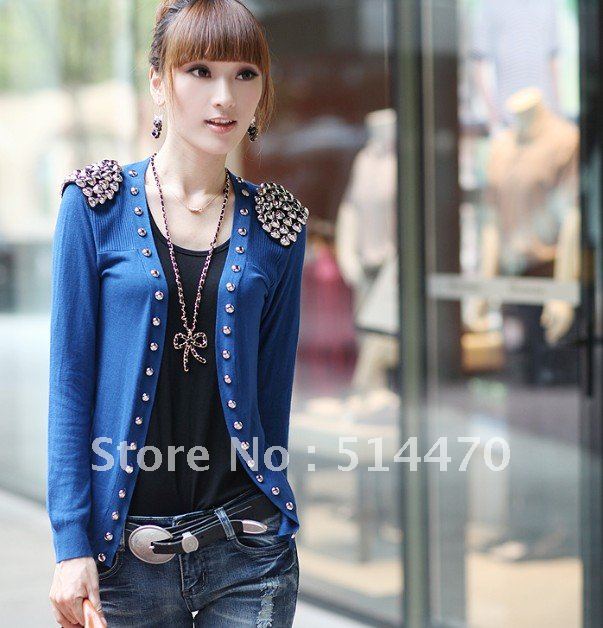 Free Shipping  2012  new fashion autumn and winter  Women Cardigans /Button SLIM FIT Jacket