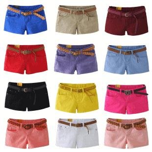 Free Shipping / 2012 New fashion Candy color jeans shorts / women's short / S-XXL / 19 color / lady's hot pants / Wholesale