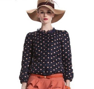 Free shipping 2012 new fashion  European and American woman minimalist retro wave point nine points sleeve Slim Down