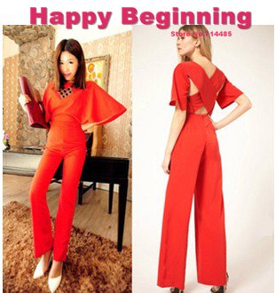 Free Shipping 2012 New Fashion jumpsuit women Superstar style celebrity womens elegant sexy fashion  6077 S-L 2colors Black/ Red