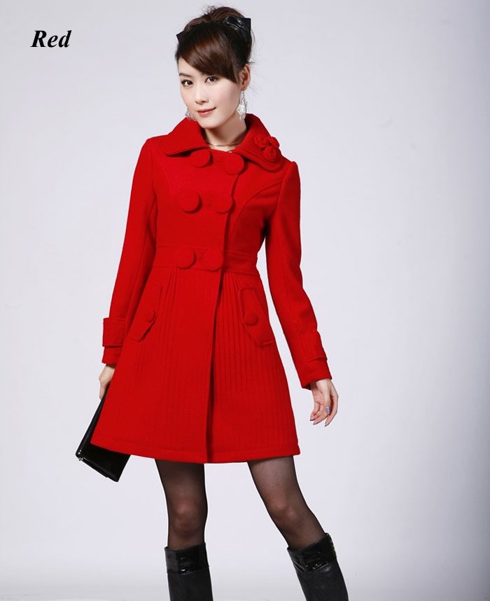 Free shipping 2012 new fashion long overcoat outerwear slim fit jackets trench coats winter warm windbreaker and women wool coat