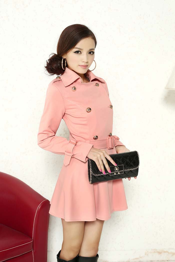 Free shipping 2012 new fashion  Slim fit trench coat winter lady clothes outerwear double breasted long overcoat#YJLY1295