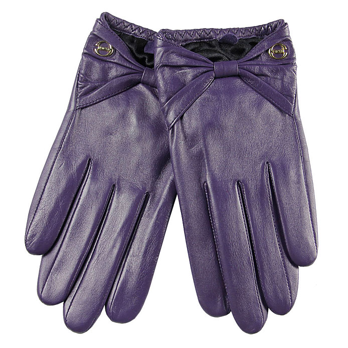 Free shipping 2012 new fashion thin sheepskin gloves women's short design genuine leather gloves bow el025nk