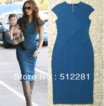 Free Shipping 2012 New Fashion Victoria Beckham Body Fitting Cotton Ladies Brand quality dress for women