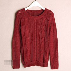 Free Shipping 2012 New fashion winter elbow patch o-neck casual pullovers Women warm cannabis retro sweater