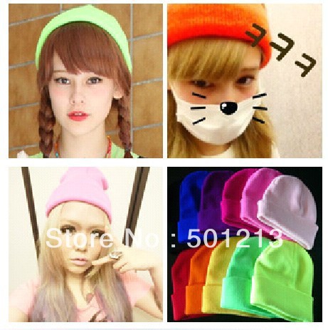 Free Shipping 2012 New Fashion Women Neon Cap Women's Beanies Winter Cap For Women Knitted Winter Hat For Men