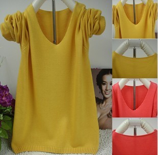 free shipping 2012 new fashion Women's all-match basic shirt long-sleeve pullover sweater female slim v-neck sweater