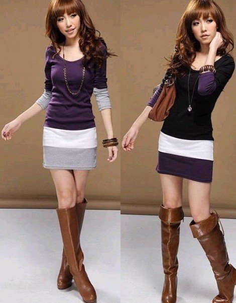 free shipping 2012 new fashion women's long sleeve stripe long t shirt casual cotton dresses, joker tops blouses for Autumn