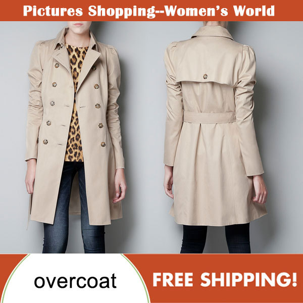 Free shipping!2012 New fashion women's long sleeve tops double breasted slim ladies long overcoat Trench with belt  PS0016