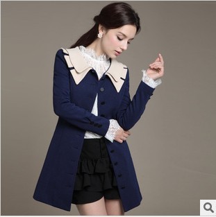 free shipping 2012 New Fashion Women's Slim Fit  KoreanTrench Coat Casual jacket long Outwear retail /wholesale