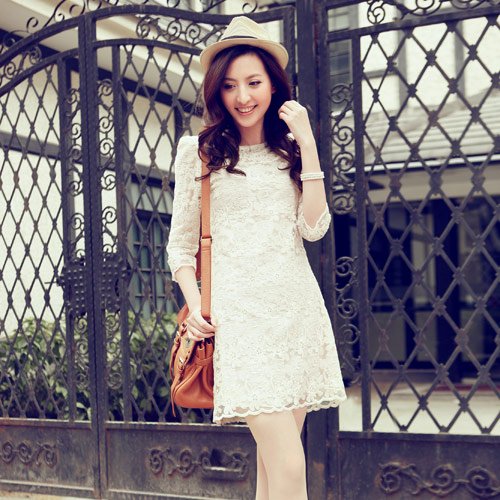 Free shipping  2012 New  Fashion women's White prom  Lace  dress wholesale and  retail #12284