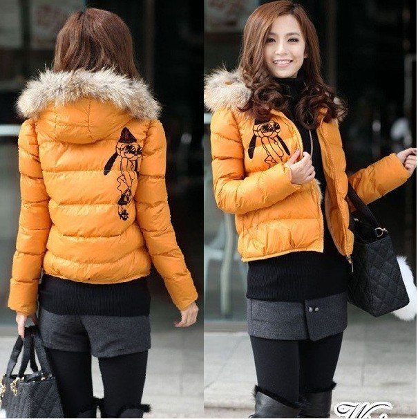 Free Shipping 2012 new fashion women Winter plus size Fur collar cotton down parka coat Women's Hoodies Sweatshirts Jacket S-XXL