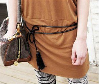 Free Shipping 2012 new Fashionable manual leather string ms knot tassel with fine narrow waist rope chain
