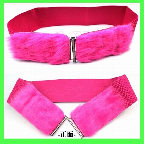 Free Shipping 2012 New Faux Leather Belts With Faux Fur For Women's Buckle Fashion Belts Elastic