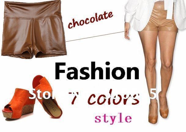 Free Shipping / 2012 New Faux leather pants /  Wome's short  / 7 color  / hight waist faux leather legging / Wholesale