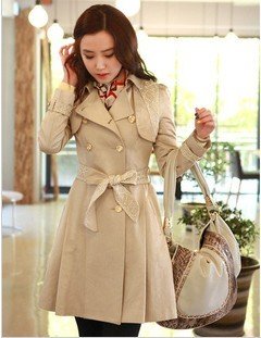 free shipping 2012 New female autumn Korean version of the Slim models lace lapel coat jacket windbreaker