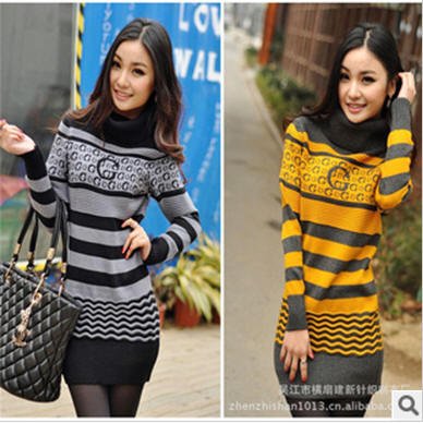 free shipping,2012 new,Free Size,Letter"G"&Striped,Turtle Neck,Women's Pullover Sweaters/Knitwear/Ladies' knitted sweater
