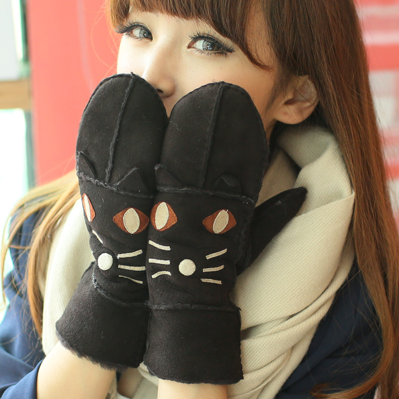 Free Shipping 2012 New Genuine Leather Gloves Women's Sheepskin Gloves Warm Winter Gloves Wholesale