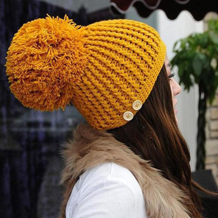 free shipping 2012 New Hat women's winter knitted hat autumn and winter thermal large sphere ear protector cap mz006