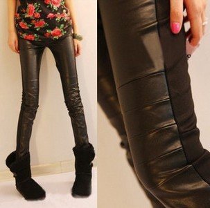 Free shipping 2012 new hot product leather + knitted cotton leggings / thickening paragraph Leggings