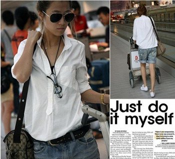 Free shipping 2012 new korea fashion women's lady embroider shirt OL dresses cotton top blouse outdoor clothing 1824