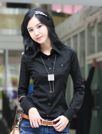 Free shipping 2012 new korea fashion women's lady slim shirt OL dresses cotton top blouse outdoor clothing 5 size 1827
