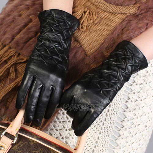 Free Shipping 2012 NEW ladies winter fashion leather gloves