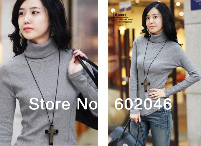 FREE SHIPPING 2012 NEW LONG SLEEVE SWEATER TURTLE SWEATER KOREAN CULTIVATE ONE'S MORALITY WOOL SKIRT +PLUS SIZE WOMEN'S CLOTHES