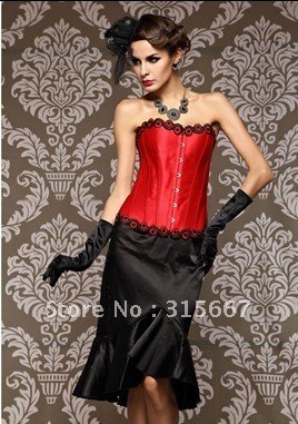 FREE shipping 2012 new modl  red&blue beautiful corset,a set 2pcs include corset +G-string for lady SFMC005