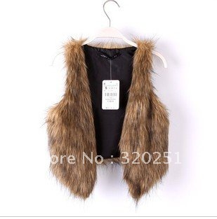 Free Shipping   2012 new oversized cards are short luxurious Faux Fur Vest Jacket shawl   b069 of