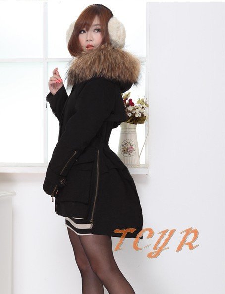 Free shipping 2012 new raccoon coat collars.. Cotton-padded clothes cotton-padded jacket 3 color