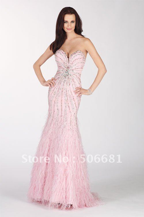 Free Shipping 2012 New sexy Style High quality Celebrity evening Dresses Pink beaded Sheath Bride prom Formal gown party Custom