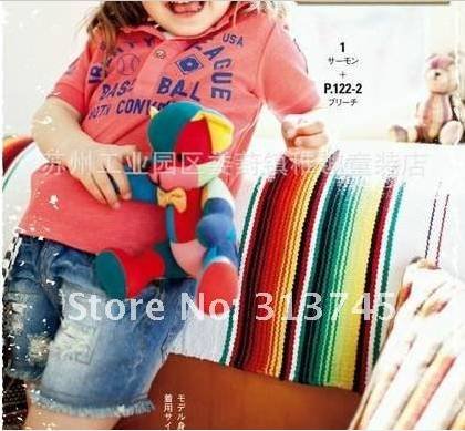 free shipping 2012 new skipland   girls jeans shorts , Cotton catch knit bull-puncher children's shorts A00102