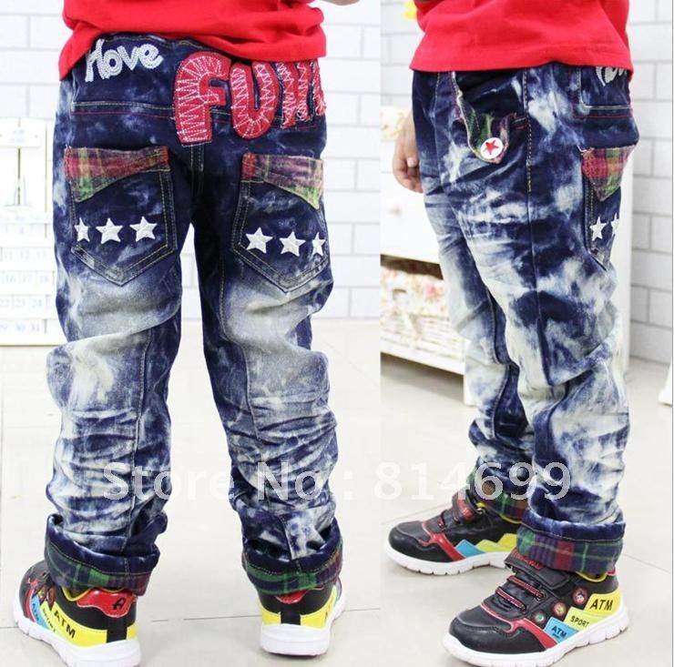 Free shipping 2012 new snowflake Korean children jeans wholesale 4-12 years cowboy casual pants / Children clothing X841
